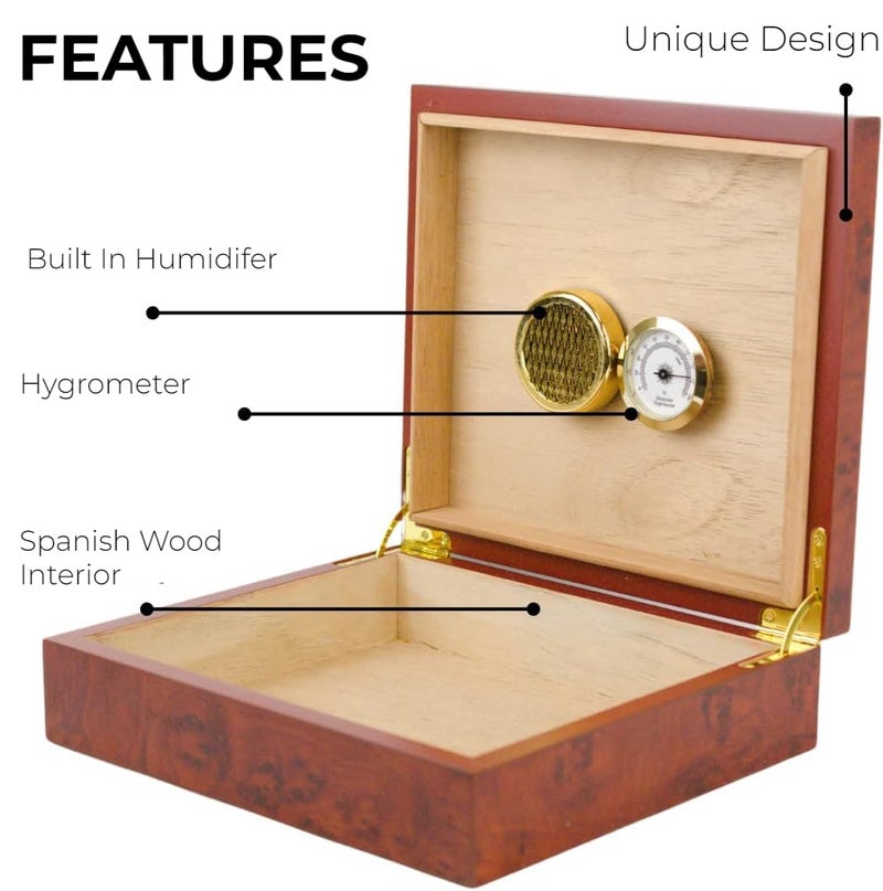 Mantello Cigars Premium Cigar Humidor for 25-50 Cigars - Elegant Humidor humidor with Hygrometer and Humidifier - Cedar Lined Cigar Box for Optimal Humidity Control - Image 2